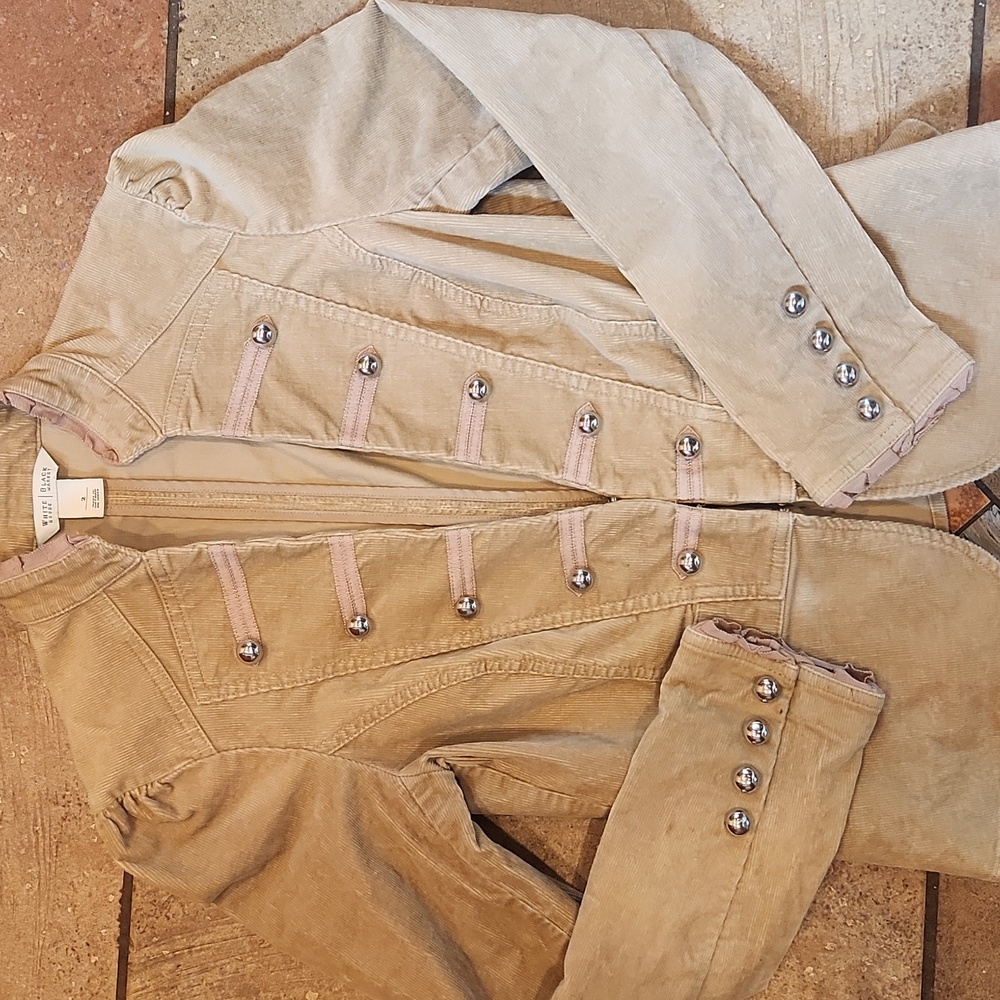 White House Black Market Beige Corduroy Jacket Sz 2